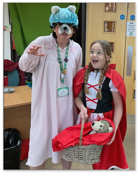 Teacher and child dressed up