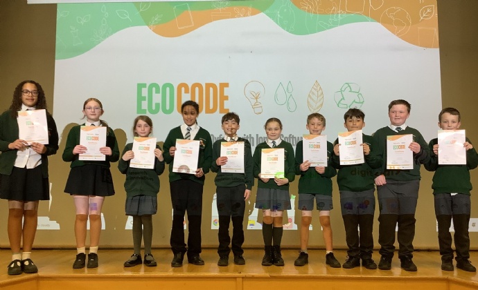 Year 5 and 6 coders sharing their certificates