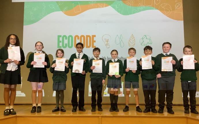 Year 5 and 6 coders sharing their certificates