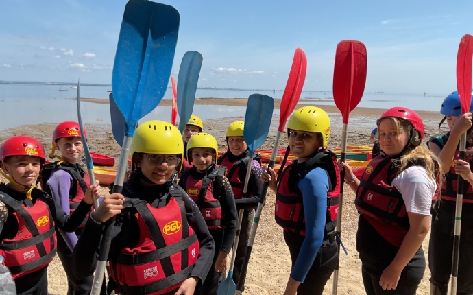 Children preparing for kayaking
